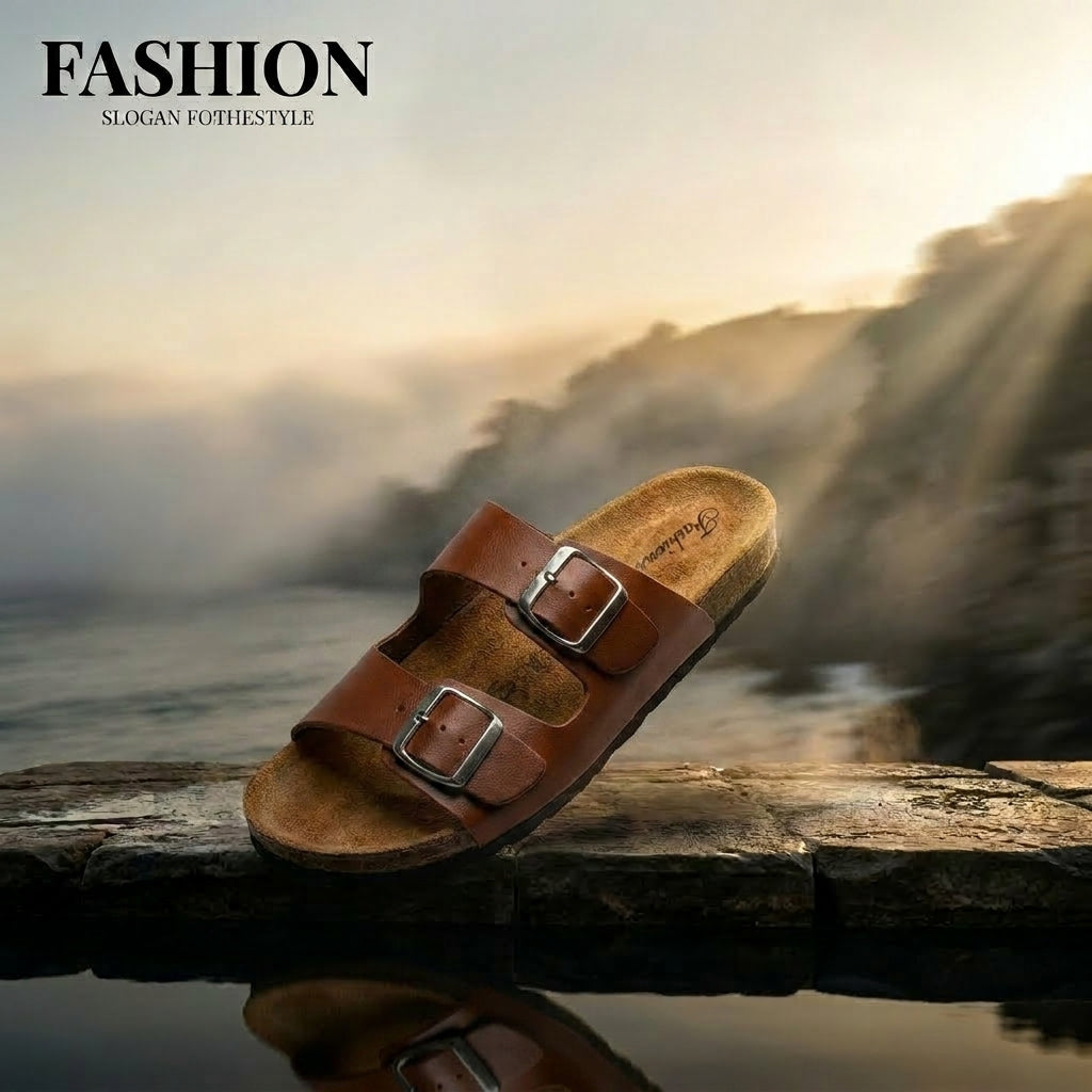 SANDALES CLASSIQUES EN LIÉGE UNISEXE FASHION® – LE CONFORT POUR TOUS. صنادل كلاسيكية للجنسين من فاشن® - راحة للجميع.