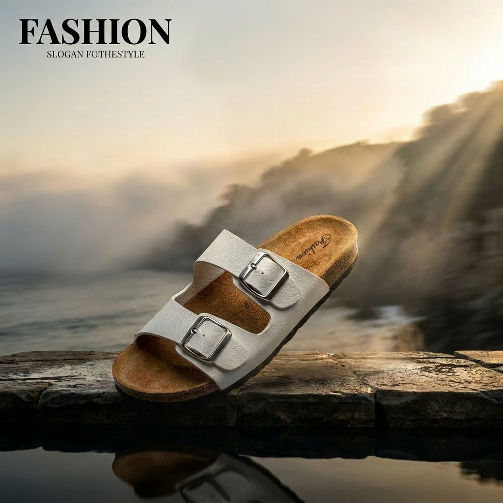 SANDALES CLASSIQUES EN LIÉGE UNISEXE FASHION® – LE CONFORT POUR TOUS.                                صنادل كلاسيكية للجنسين من فاشن® - راحة للجميع.
